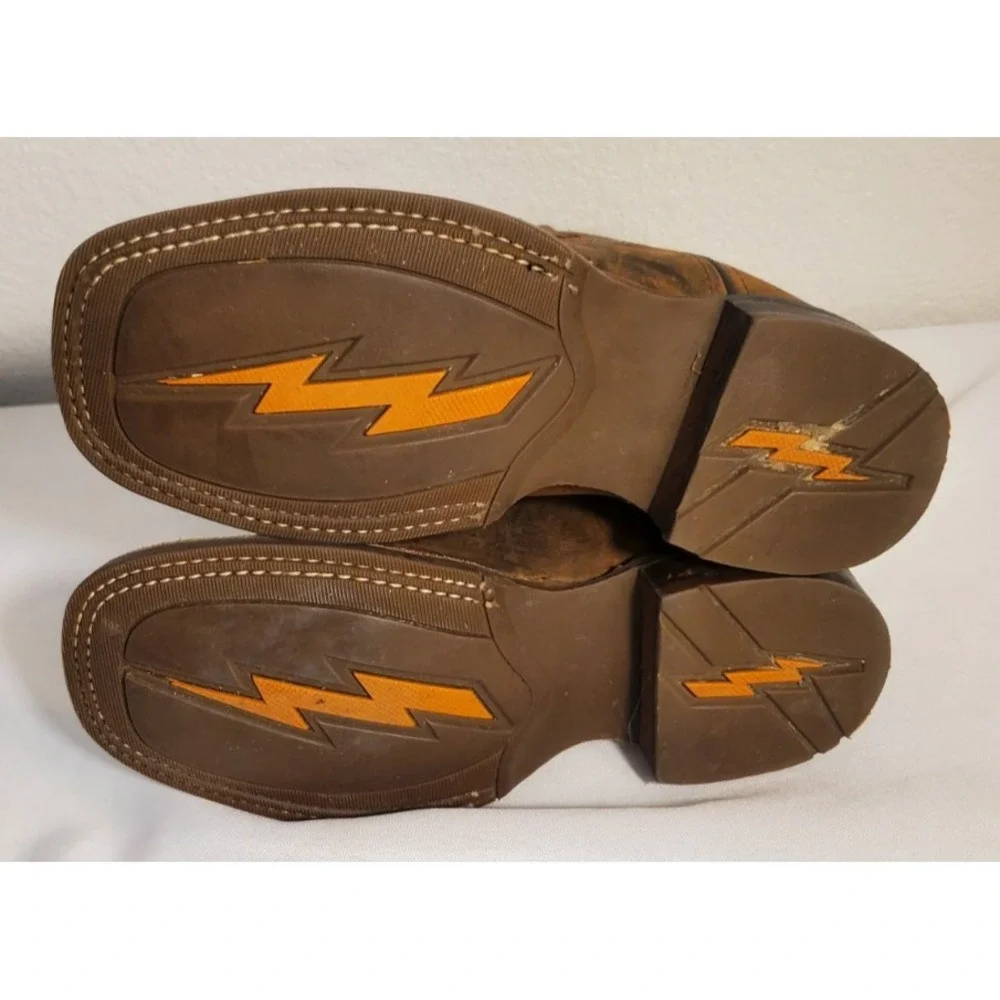 Cody James BBSC1904 Brown Leather Square Toe Cowboy Western‎ Boots Youth Size 4D